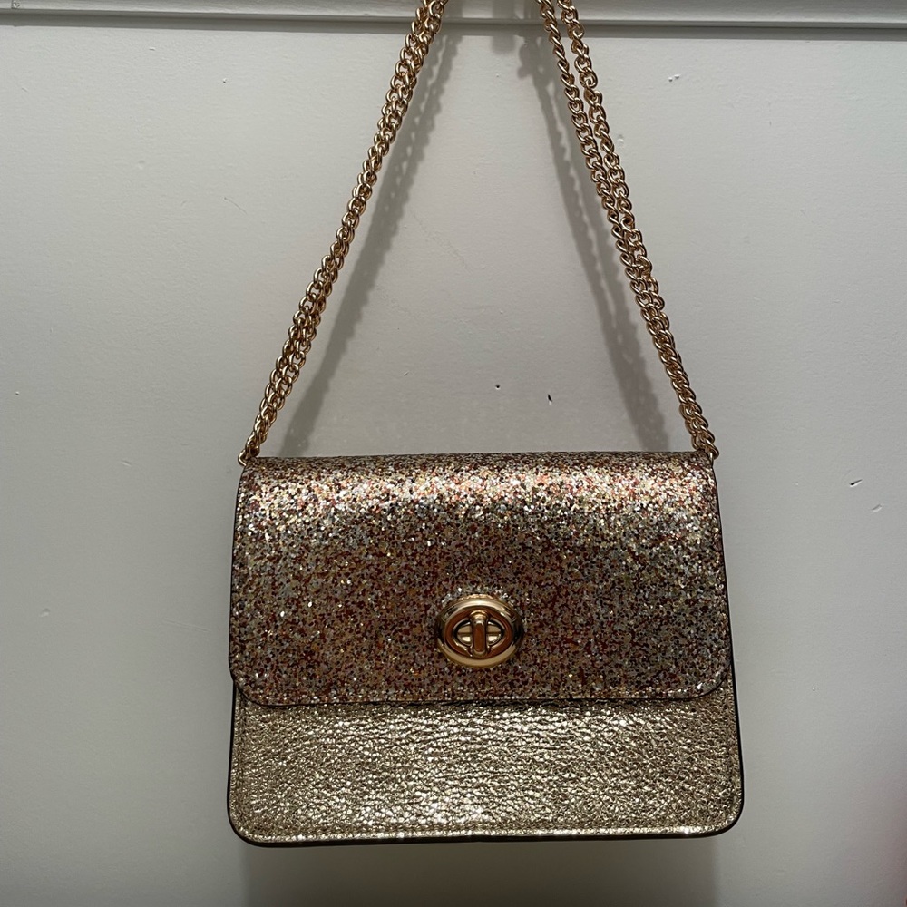 Gold Sparkle Coach bag with double chain strap